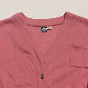 Justin Allen Xtra Womens Cardigan Sweater Size 44/24W Pink Long Sleeve
